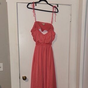 American Eagle Outfitters Coral Pink Maxi Dress with Tie Straps